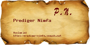 Prediger Nimfa névjegykártya